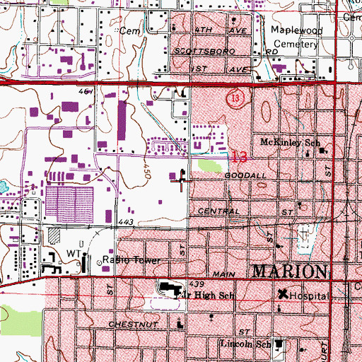 Topographic Map of Saint Josephs Catholic Church, IL