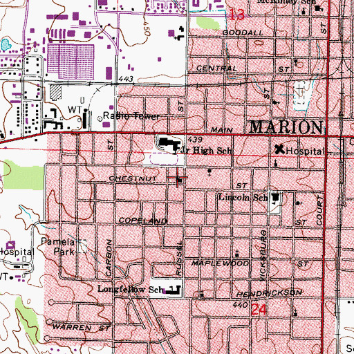 Topographic Map of Second Baptist Church, IL