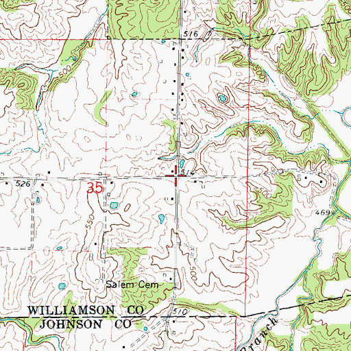 Topographic Map of Sulphur Springs (historical), IL