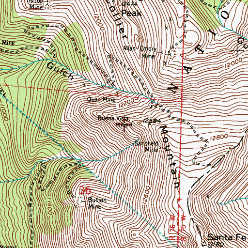 Topographic Map of Buena Vista Mine, CO