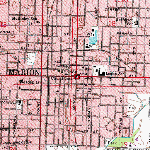 Topographic Map of Tower Square Plaza, IL