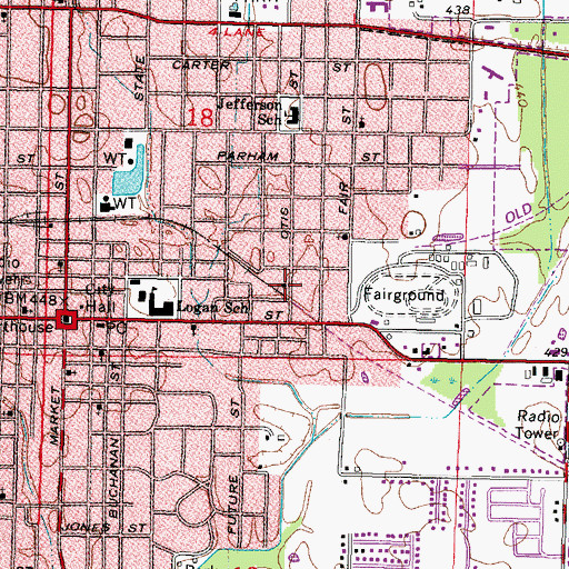 Topographic Map of Trinity Free Pentecostal Church, IL