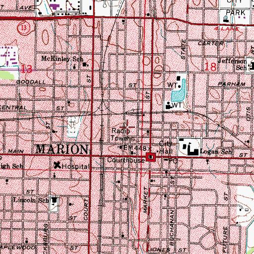 Topographic Map of Washington School (historical), IL