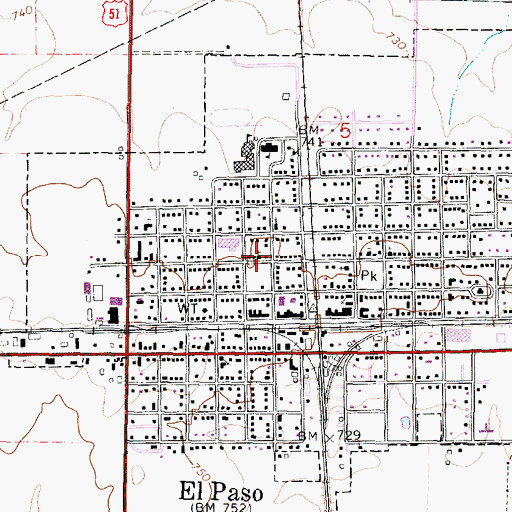 Topographic Map of El Paso Christian Church, IL