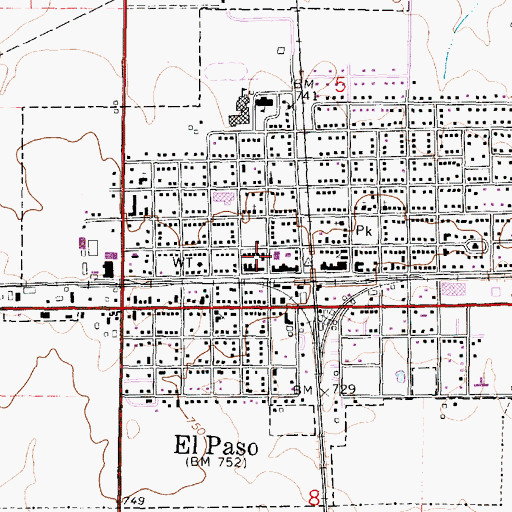 Topographic Map of El Paso City Hall, IL