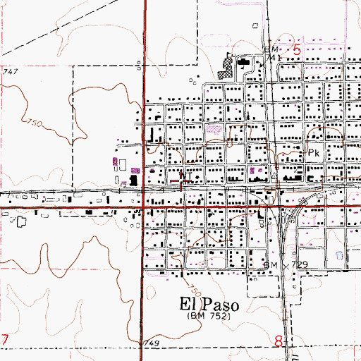Topographic Map of El Paso Post Office, IL