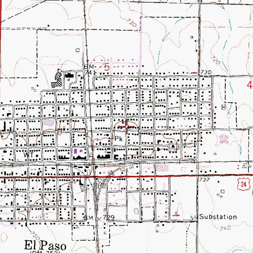 Topographic Map of El Paso United Methodist Church, IL