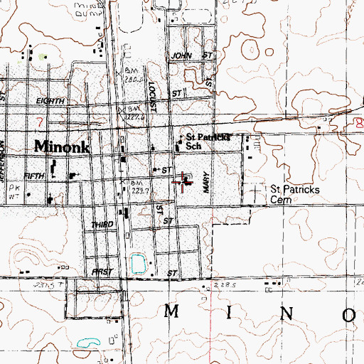 Topographic Map of Fieldcrest High School, IL