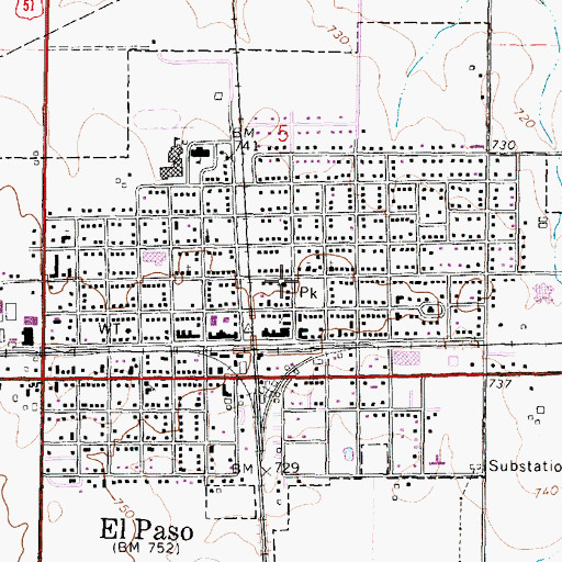 Topographic Map of First Baptist Church, IL
