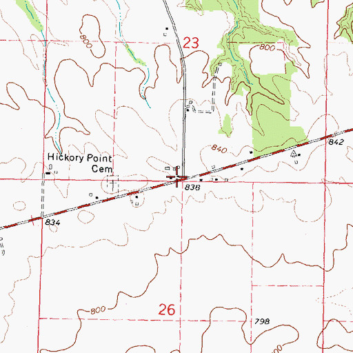 Topographic Map of Hickory Point, IL
