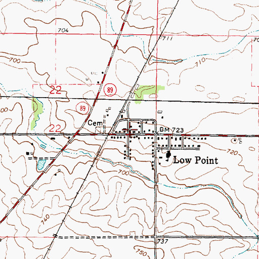 Topographic Map of Lowpoint Post Office, IL