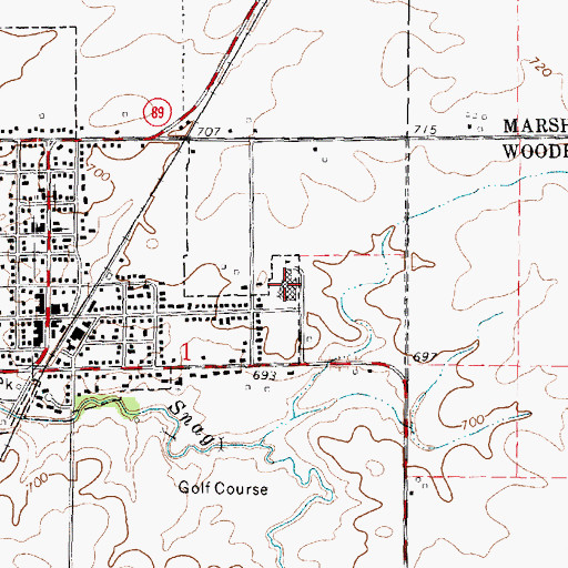 Topographic Map of Lowpoint-Washburn High School, IL