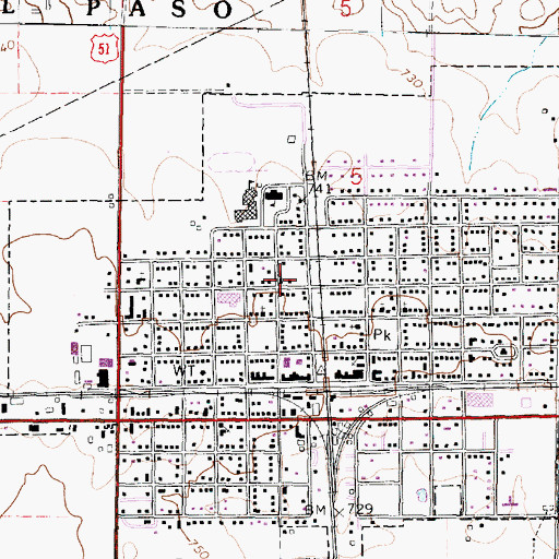 Topographic Map of Saint Marys Catholic Church, IL