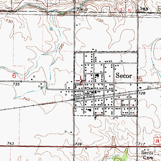 Topographic Map of Secor Church of Christ, IL