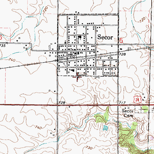 Topographic Map of Secor United Methodist Church, IL
