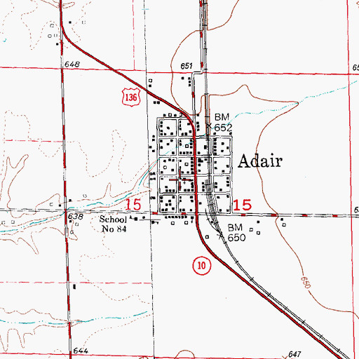Topographic Map of Adair United Brethren Church (historical), IL