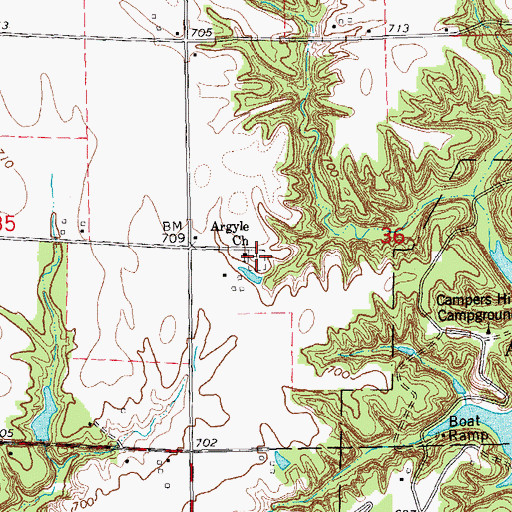 Topographic Map of Argyle Cemetery, IL