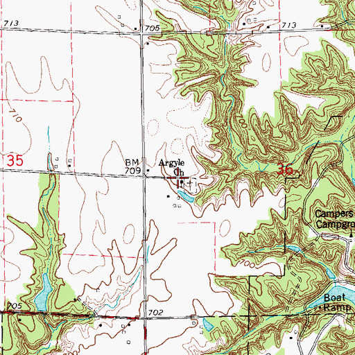 Topographic Map of Argyle Cumberland Presbyterian Church (historical), IL