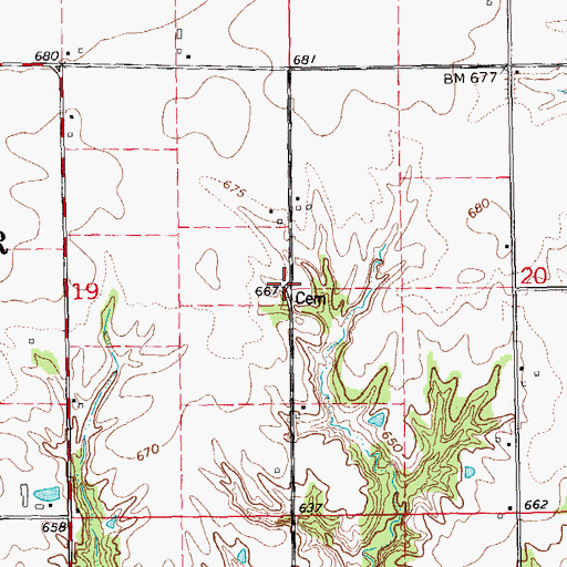 Topographic Map of Barber Cemetery, IL