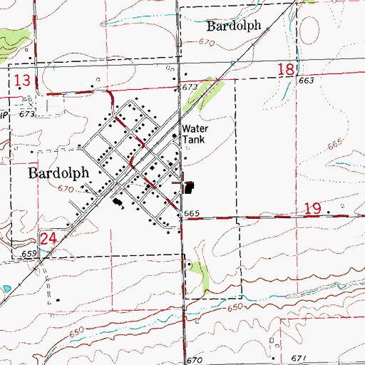Topographic Map of Bardolph High School (historical), IL