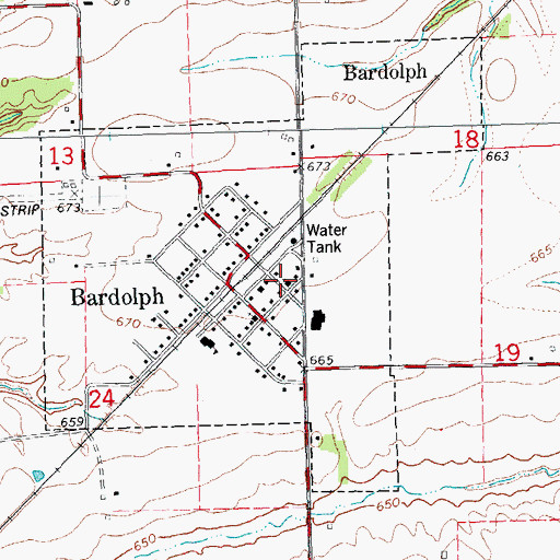 Topographic Map of Bardolph Presbyterian Church, IL