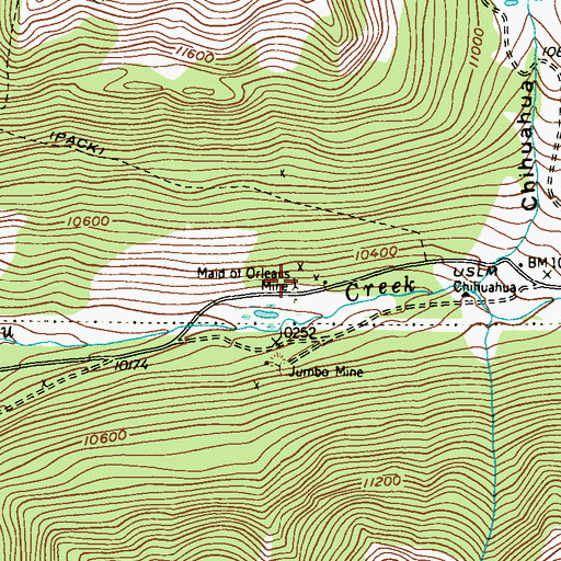 Topographic Map of Maid of Orleans Mine, CO