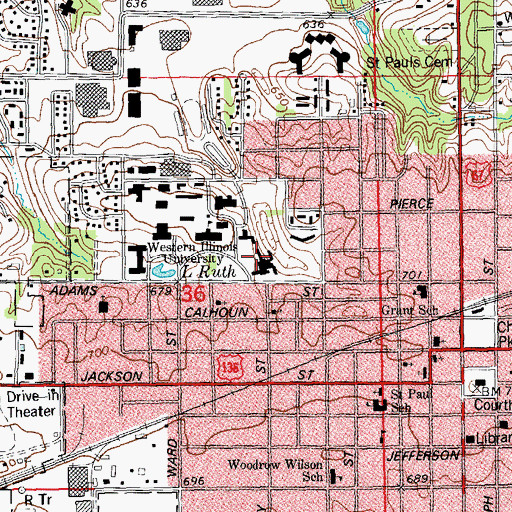 Topographic Map of Bennett Hall, IL