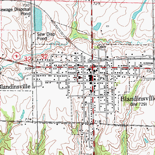 Topographic Map of Blandinsville School (historical), IL
