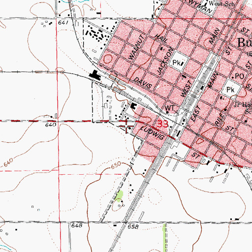 Topographic Map of Bushnell Christian Church, IL