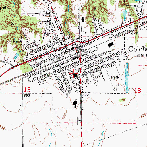 Topographic Map of Colchester Elementary School, IL