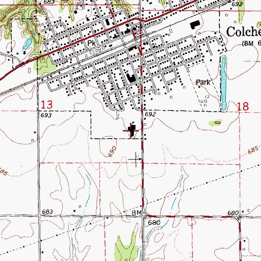 Topographic Map of Colchester Junior High School, IL