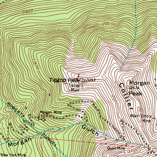 Topographic Map of Tiptop Peak, CO