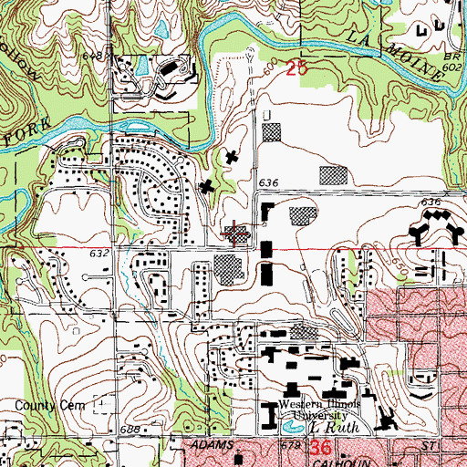 Topographic Map of Currens Hall, IL