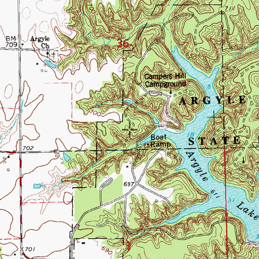 Topographic Map of Cut Off Trail, IL