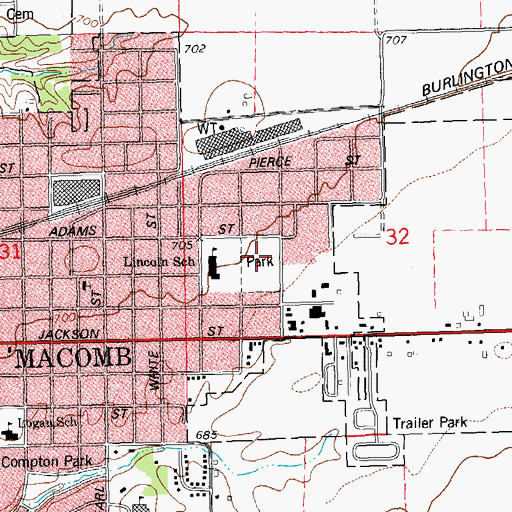 Topographic Map of Downing Park, IL