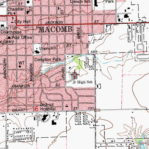 Topographic Map of Edison Junior High School, IL