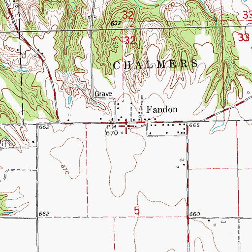 Topographic Map of Fandon Christian Church, IL