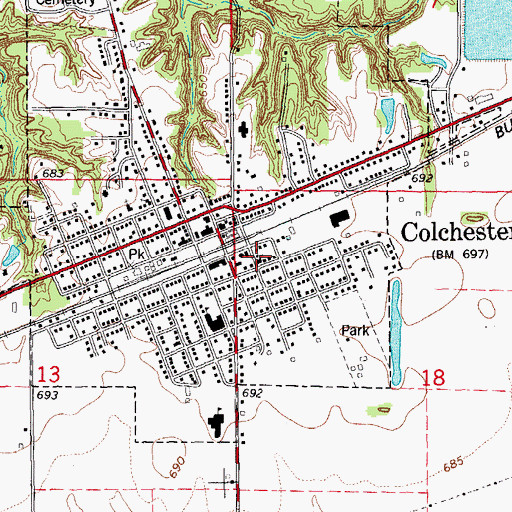 Topographic Map of First Baptist Church, IL