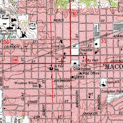 Topographic Map of First Christian Church, IL