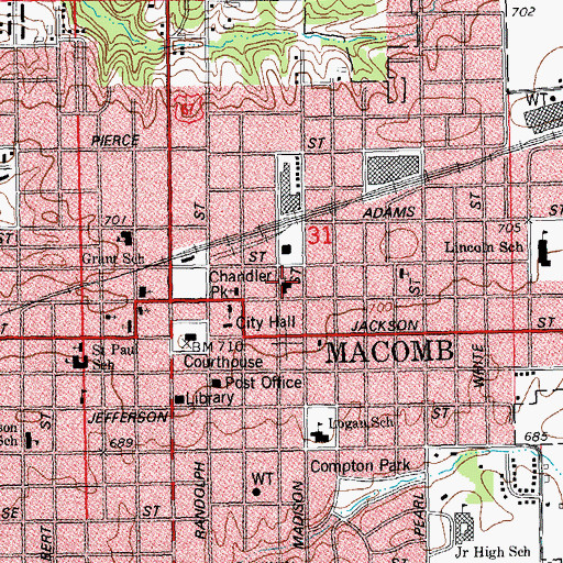 Topographic Map of First United Presbyterian Church, IL