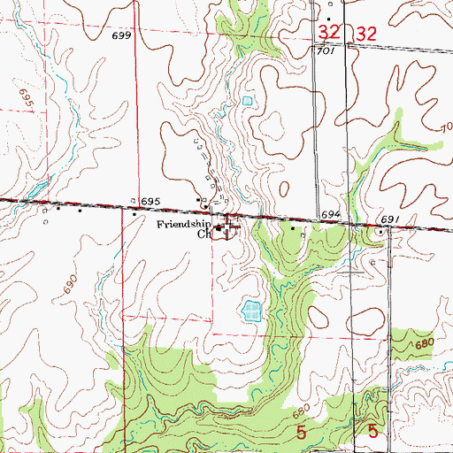 Topographic Map of Friendship Cemetery, IL