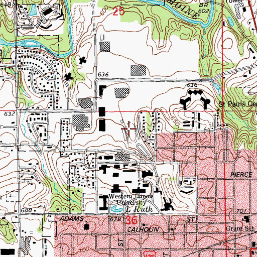 Topographic Map of Hanson Field, IL