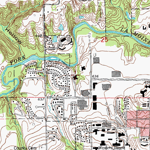 Topographic Map of Higgins Hall, IL