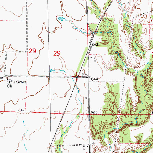 Topographic Map of Hills Grove (historical), IL