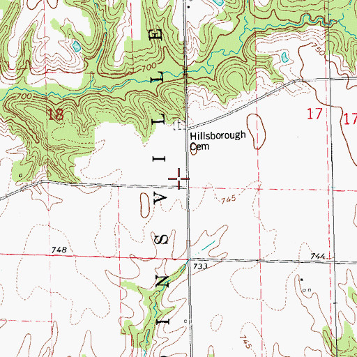 Topographic Map of Hillsborough Baptist Church (historical), IL