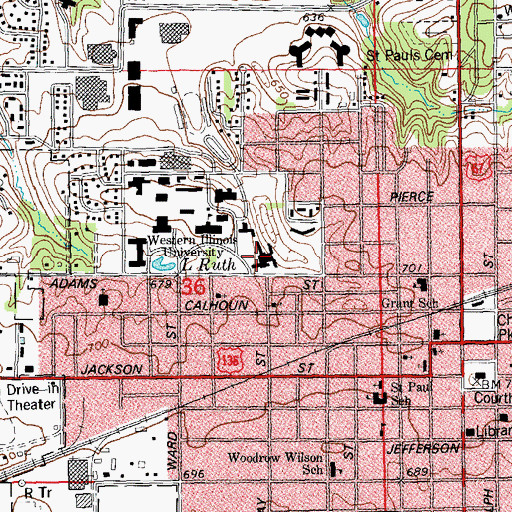 Topographic Map of Hursh Hall, IL