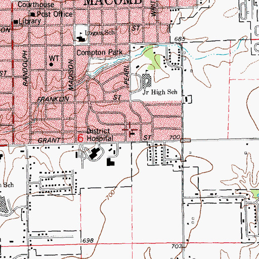 Topographic Map of Immanauel Lutheran Church, IL