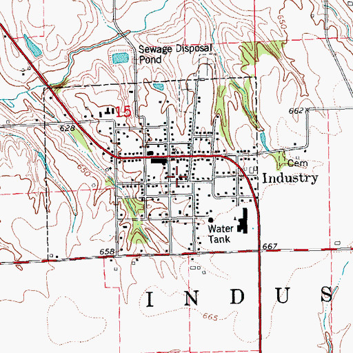 Topographic Map of Industry Assembly of God Church, IL