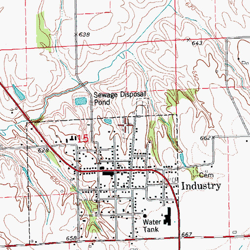 Topographic Map of Industry City Cemetery, IL