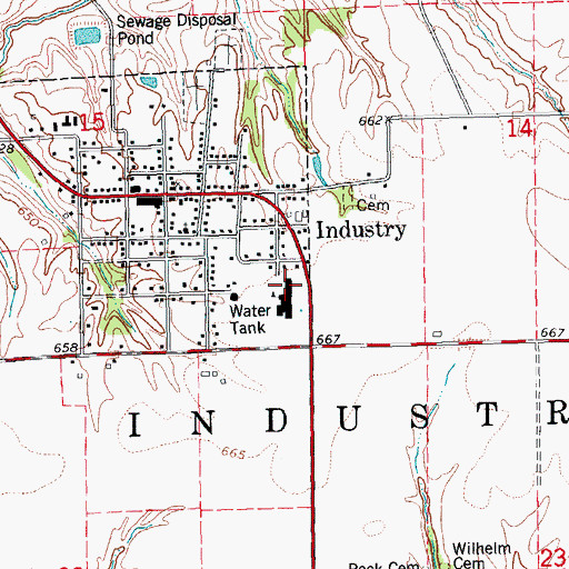 Topographic Map of Industry Elementary School, IL